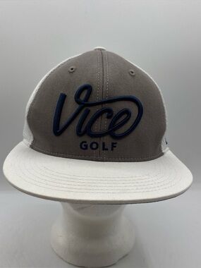Vice Golf Squad Cap Snapback Men's White Grey Flat Bill Mesh Adjustable Hat OSFM